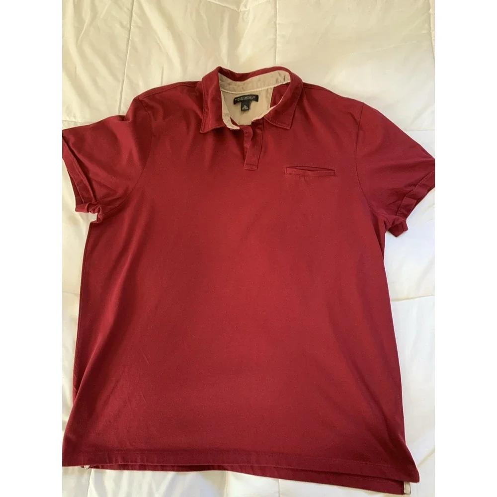 Banana Republic Mens Shirt Fitted Pima‎ Polo Mens XL Maroon/Red